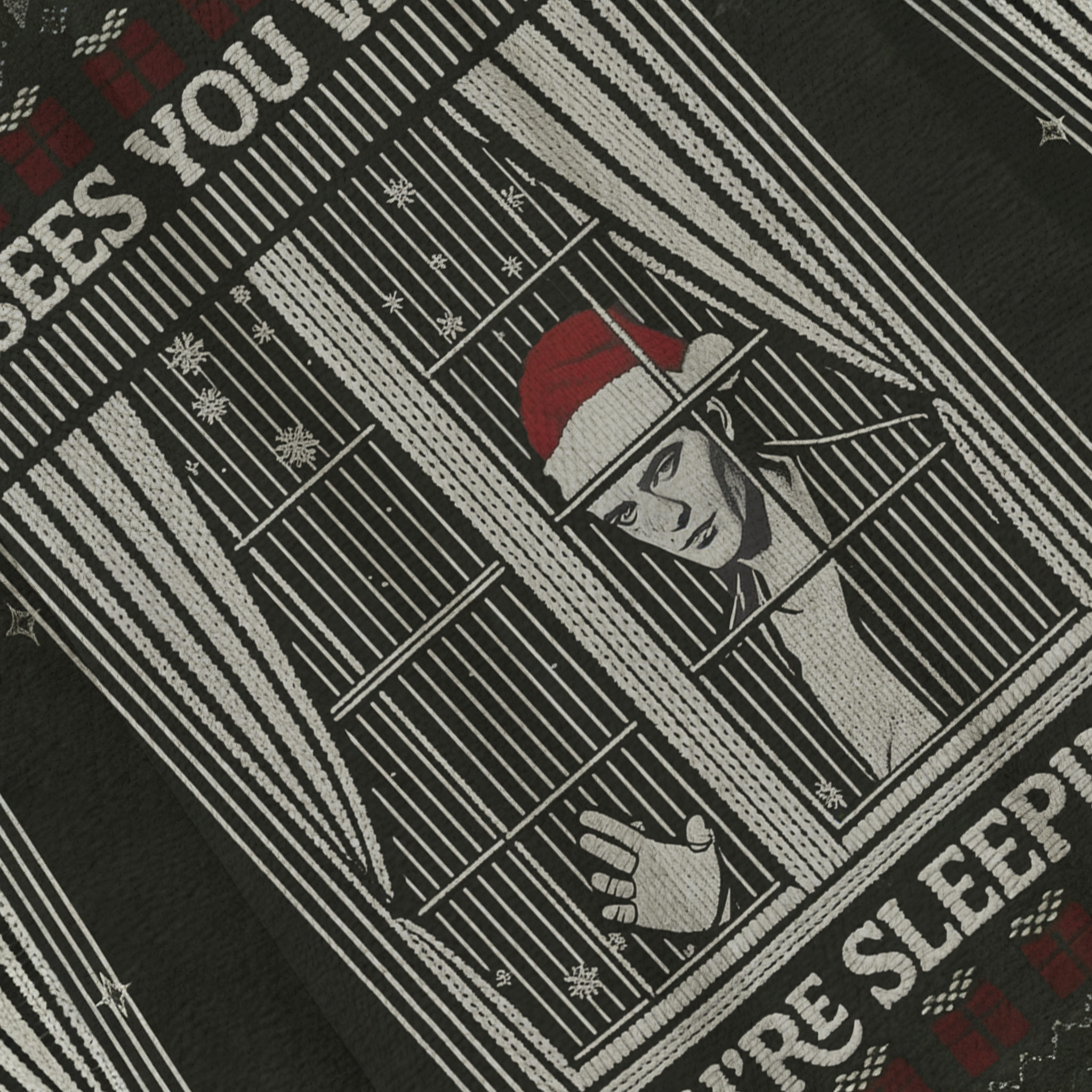 Baddiecat He Sees You When You're Sleeping Ugly Sweatshirt