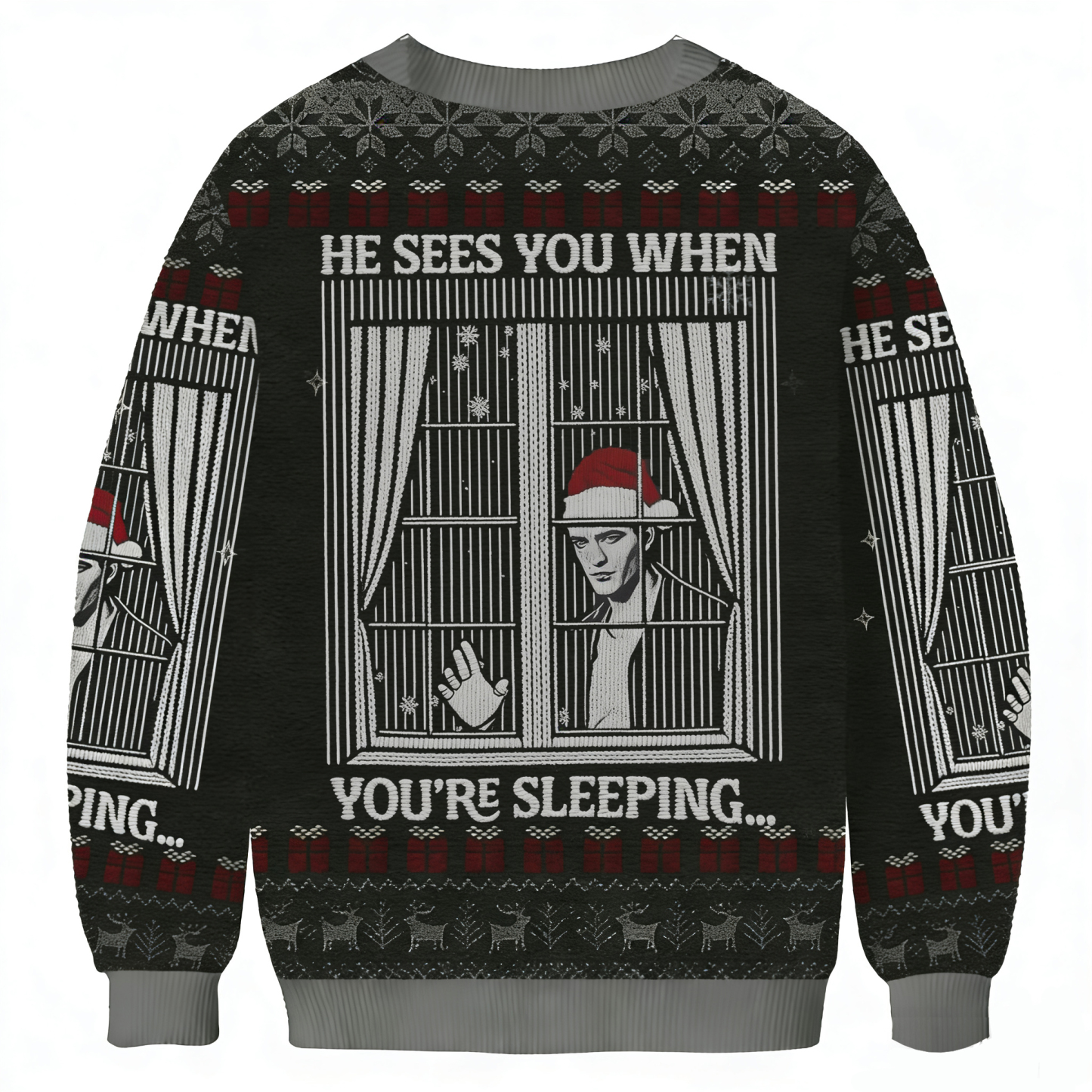 Baddiecat He Sees You When You're Sleeping Ugly Sweatshirt