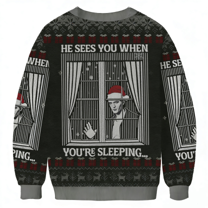 Baddiecat He Sees You When You're Sleeping Ugly Sweatshirt