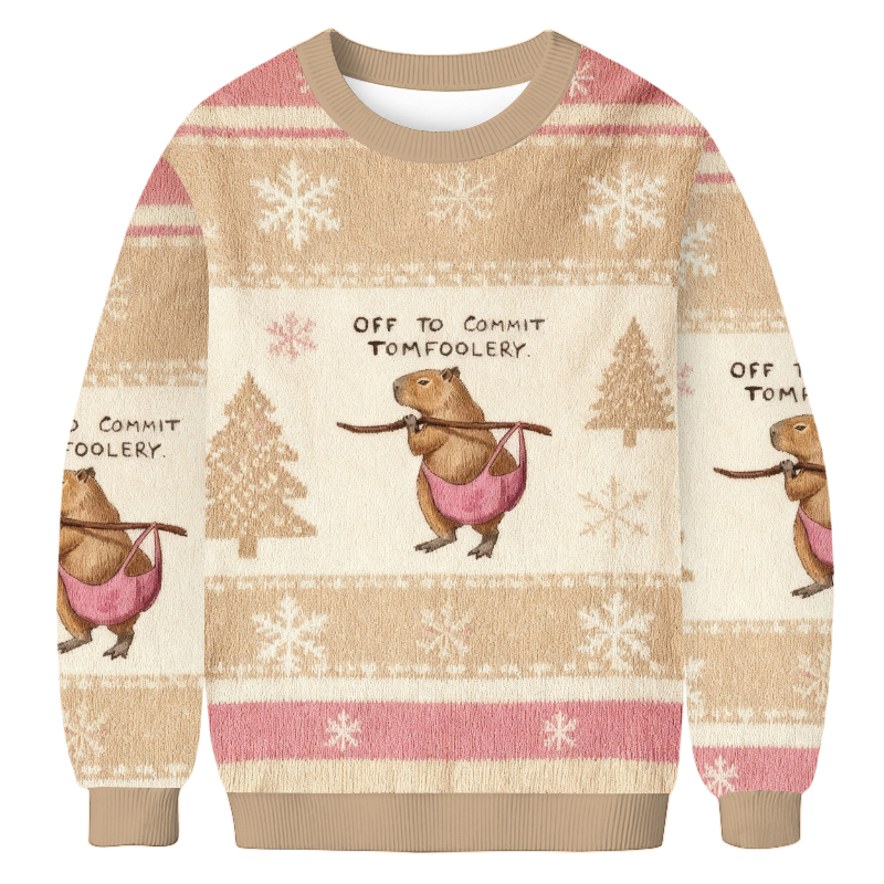 Baddiecat Capybaras That Do Bad Things Christmas Ugly Sweatshirt