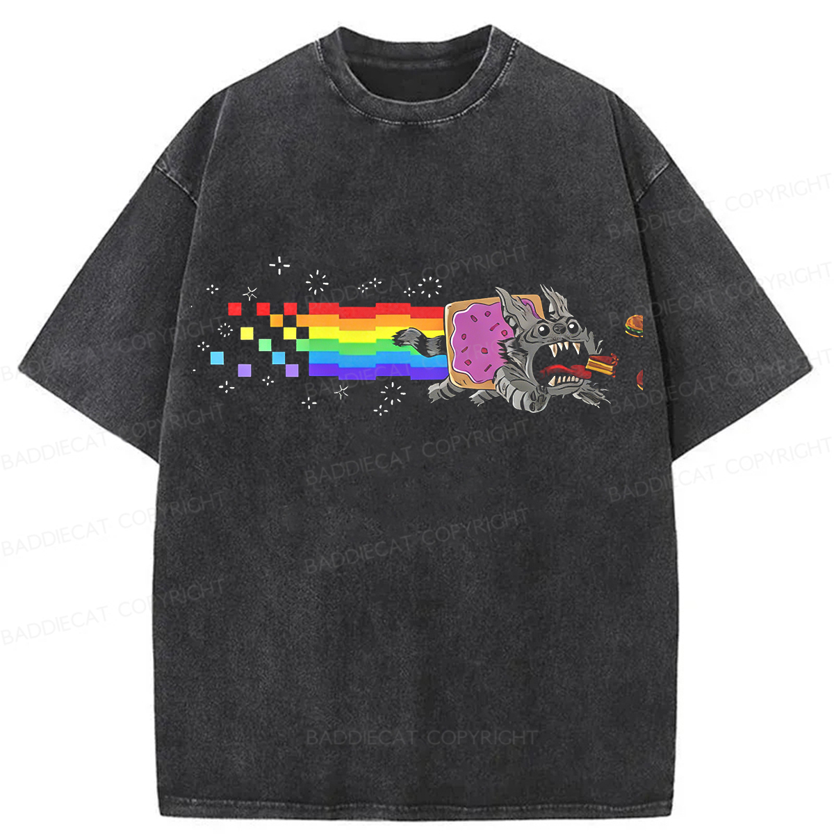 Baddiecat Nyan Cat Washed T-shirt