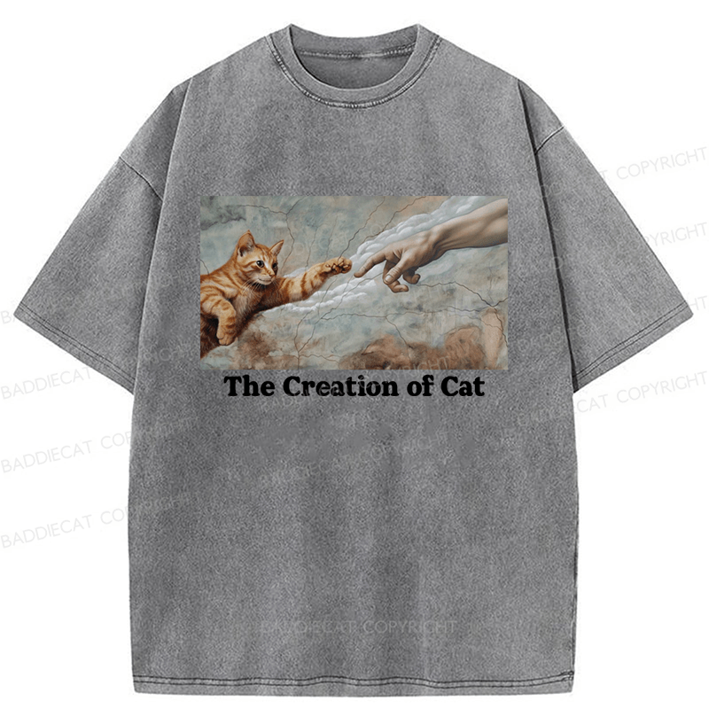 Baddiecat The Creation Of Cat Washed T-shirt