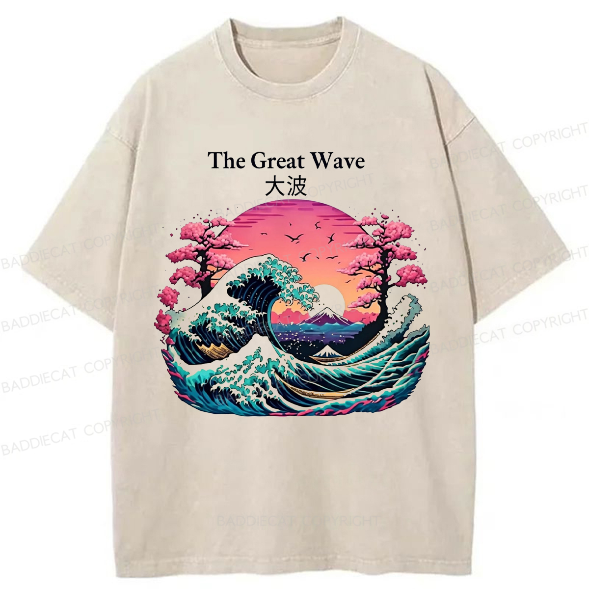 Baddiecat The Great Wave Washed T-shirt