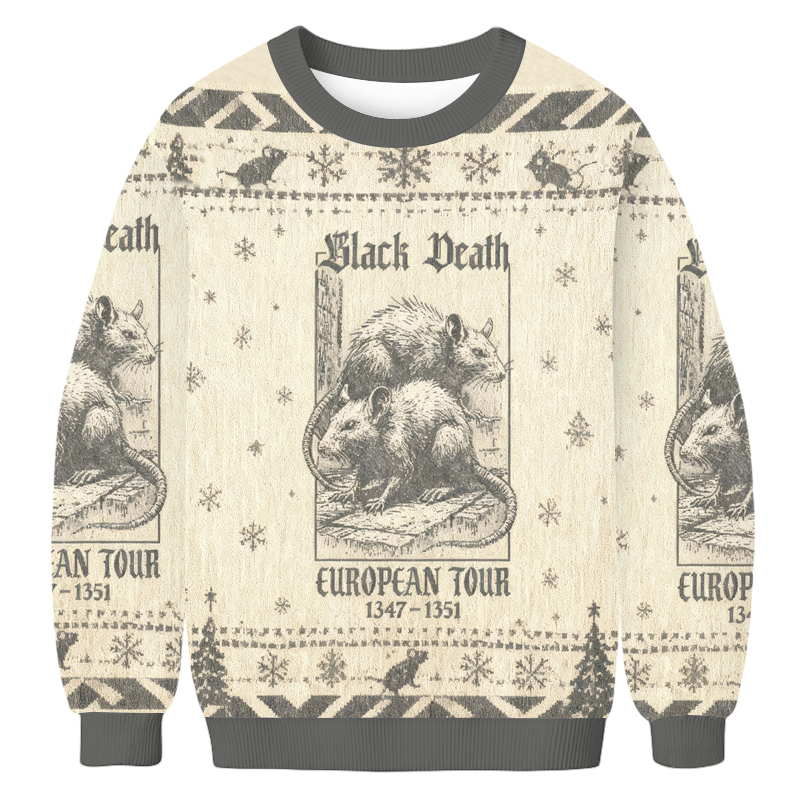 Baddiecat Black Death European Tour 1347- 1351 Christmas Ugly Sweatshirt