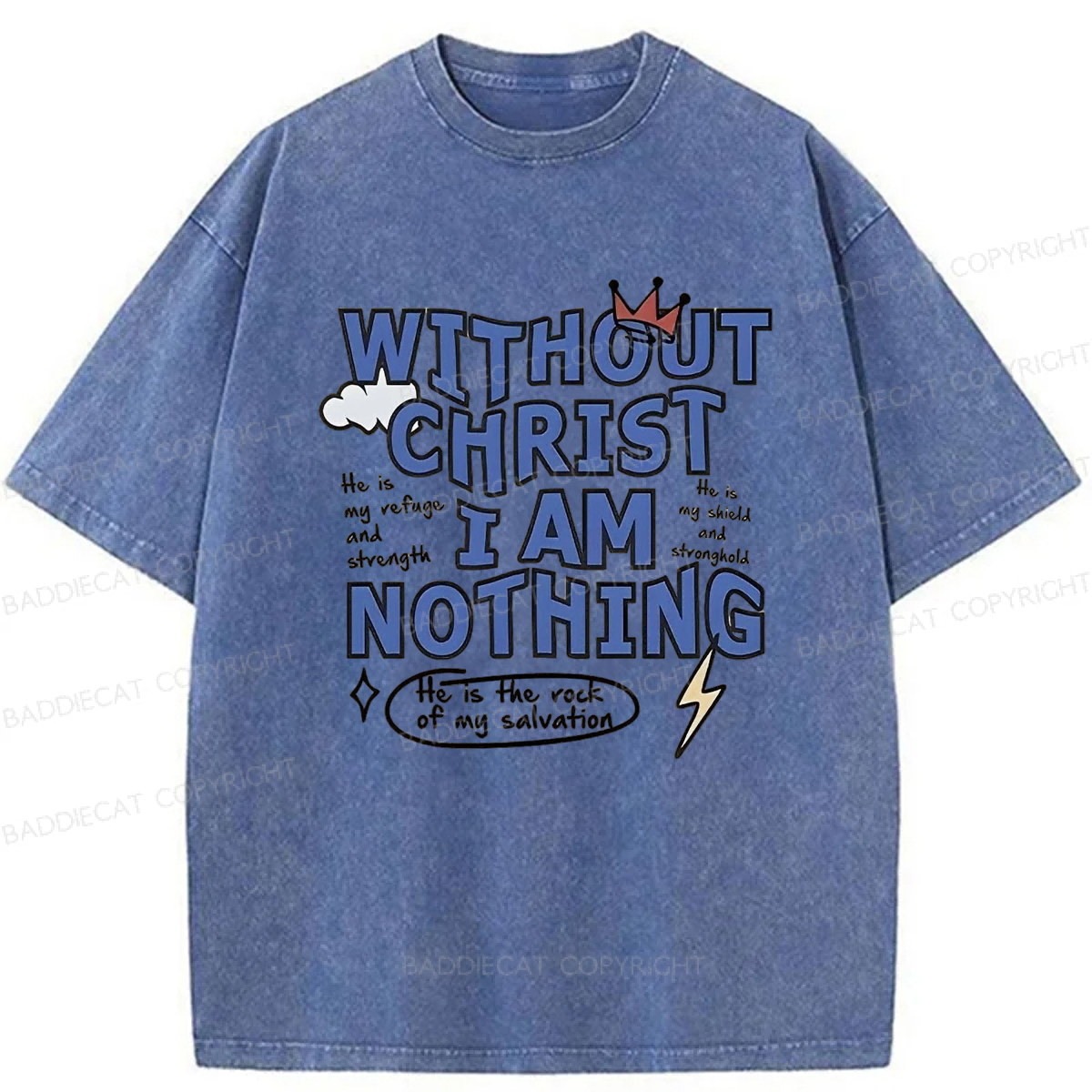 Baddiecat Without Christ I Am Nothing Washed T-shirt