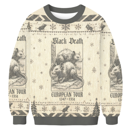 Baddiecat Black Death European Tour 1347- 1351 Christmas Ugly Sweatshirt