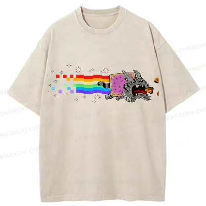 Baddiecat Nyan Cat Washed T-shirt