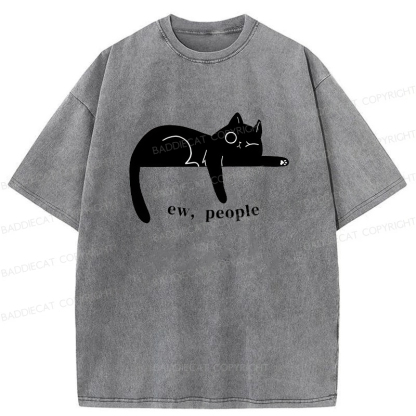 Baddiecat Ew People Cat Washed T-shirt