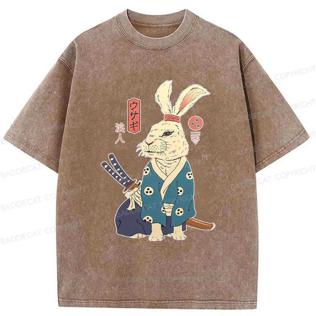 Baddiecat Ronin Rabbit Washed T-shirt