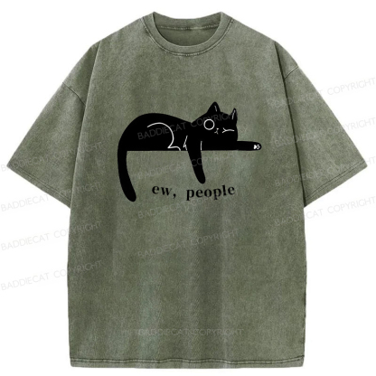 Baddiecat Ew People Cat Washed T-shirt