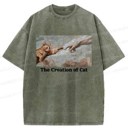 Baddiecat The Creation Of Cat Washed T-shirt