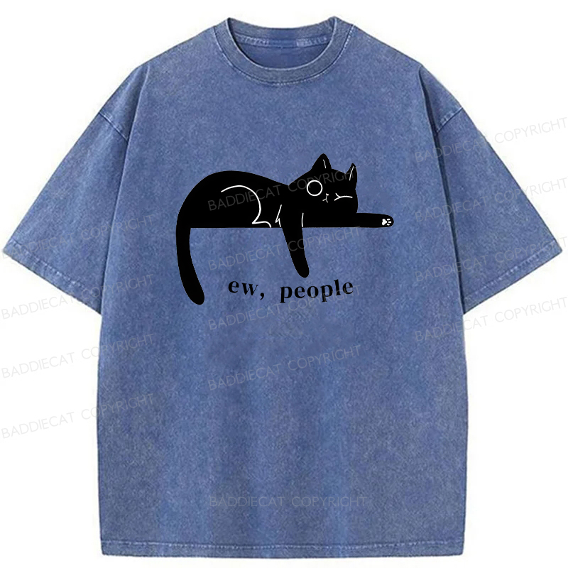 Baddiecat Ew People Cat Washed T-shirt