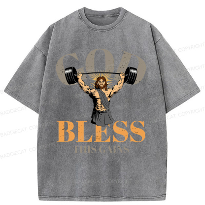 Baddiecat God Bless These Gains Washed T-shirt
