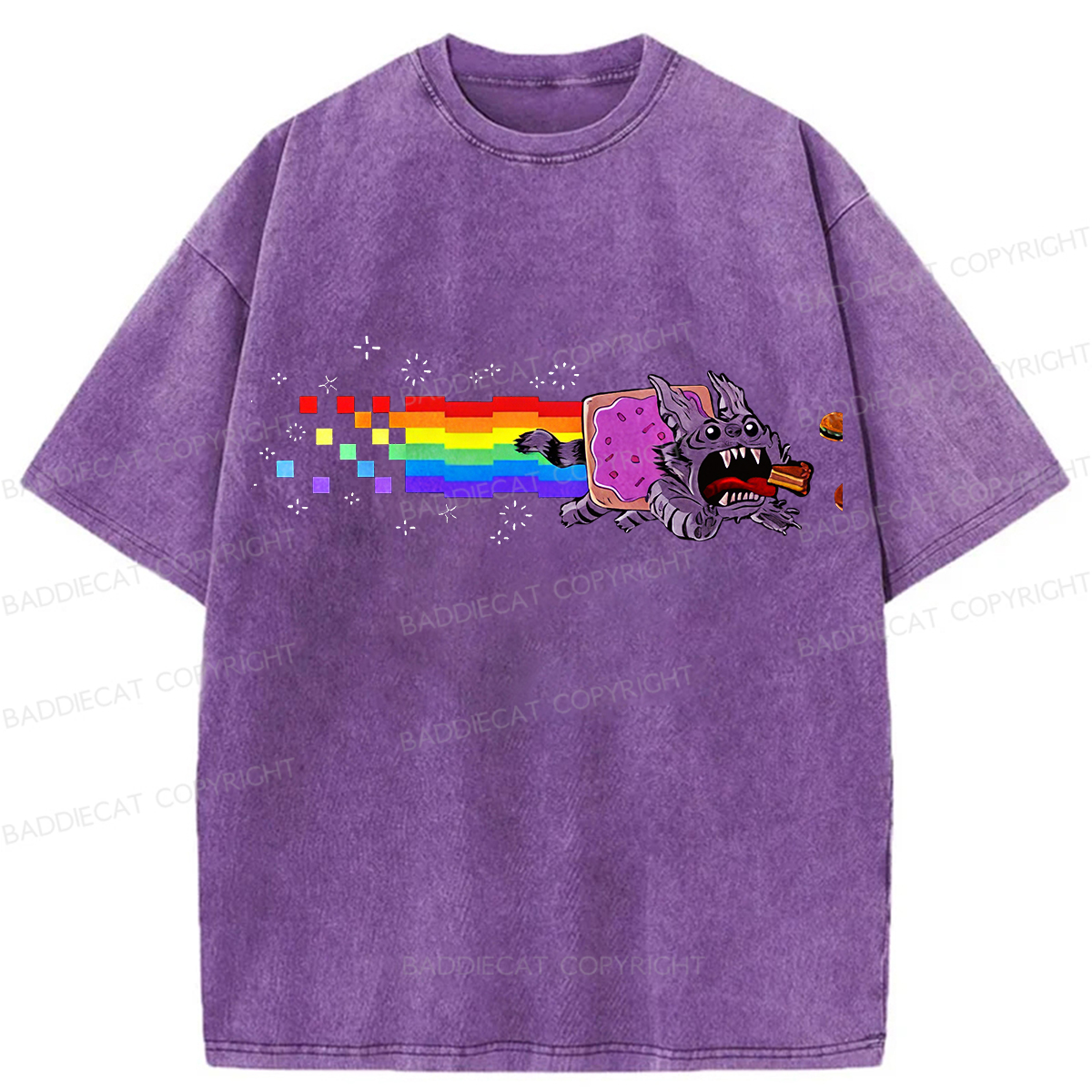 Baddiecat Nyan Cat Washed T-shirt