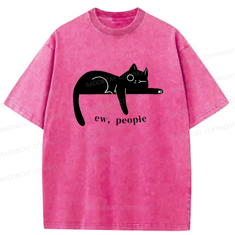 Baddiecat Ew People Cat Washed T-shirt