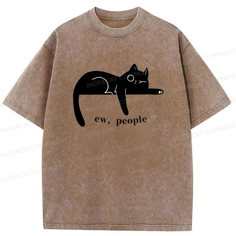 Baddiecat Ew People Cat Washed T-shirt
