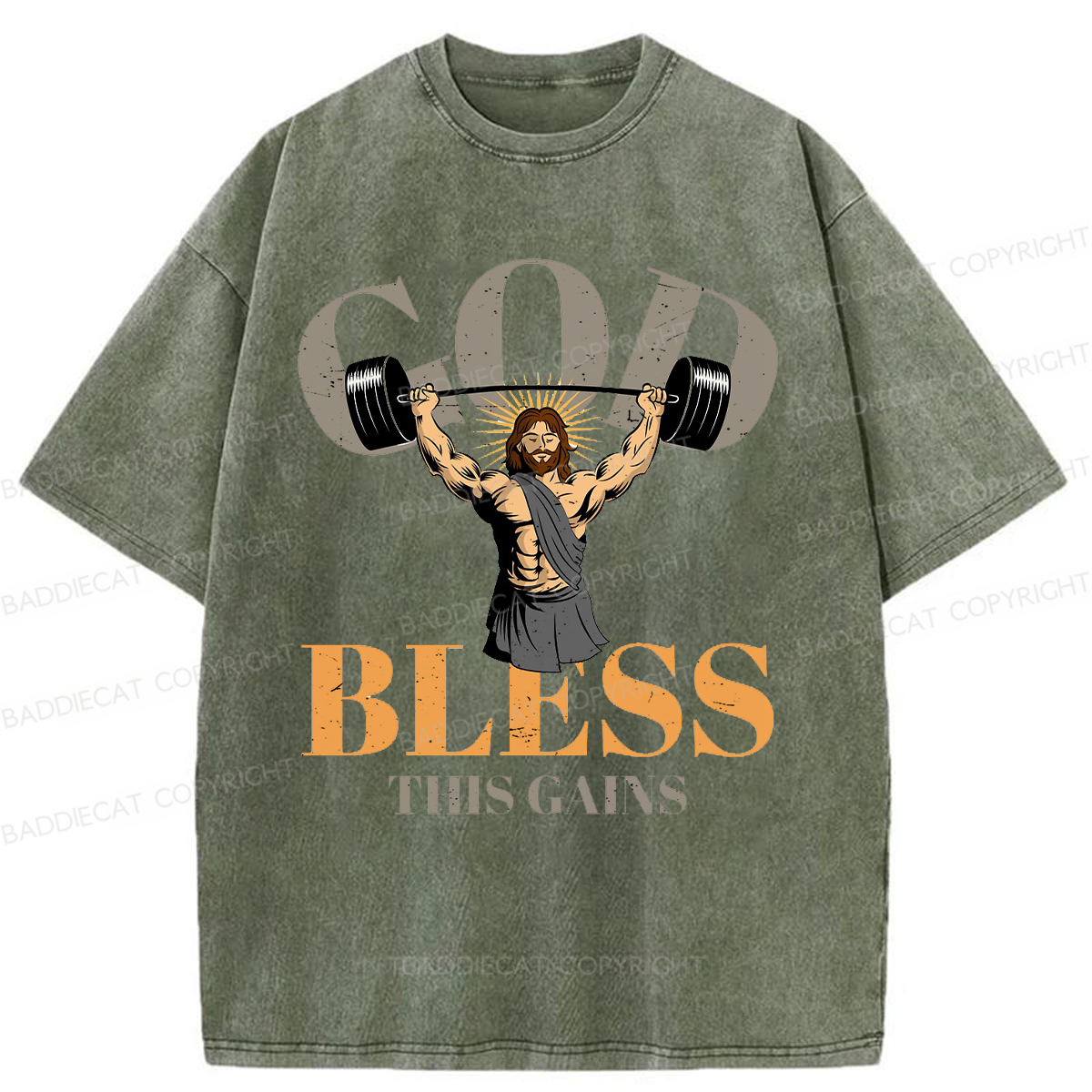 Baddiecat God Bless These Gains Washed T-shirt