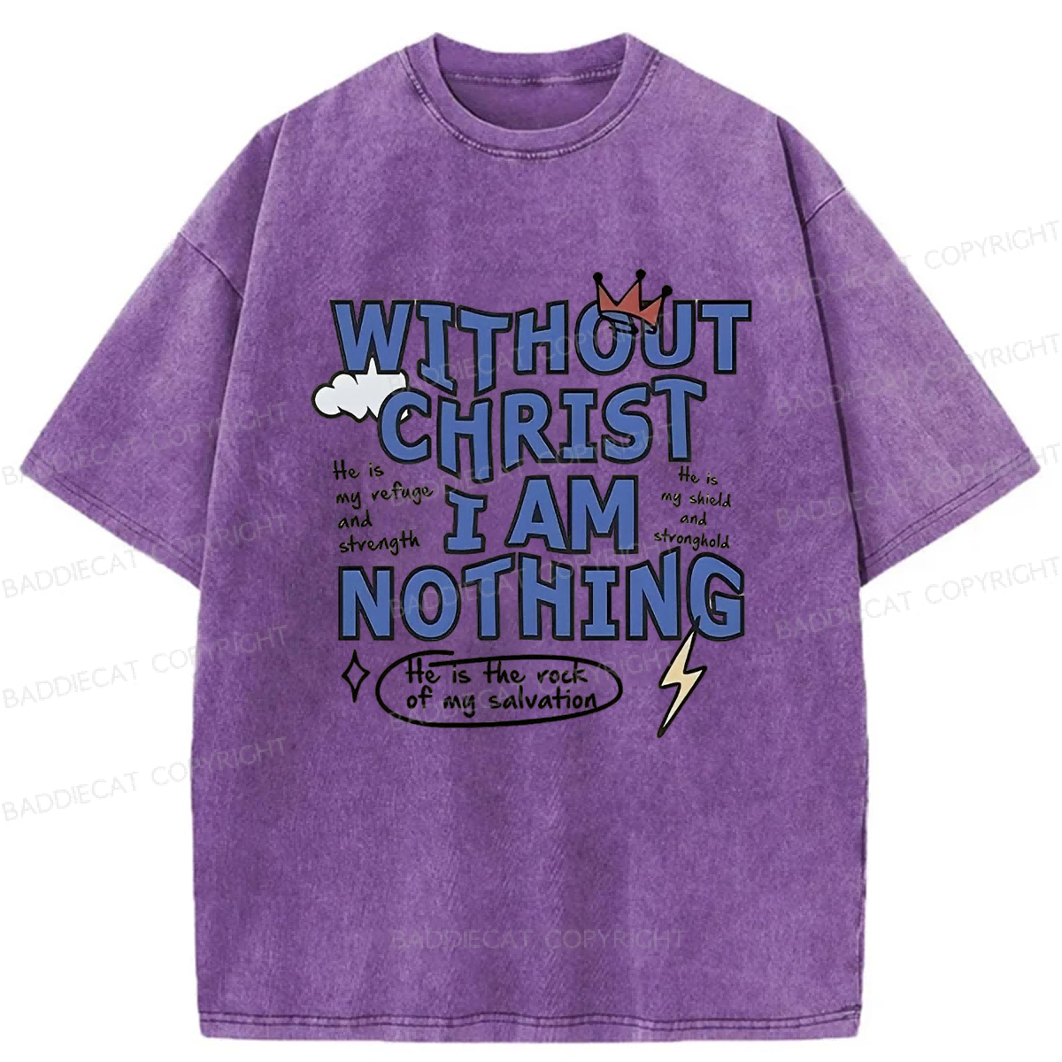 Baddiecat Without Christ I Am Nothing Washed T-shirt
