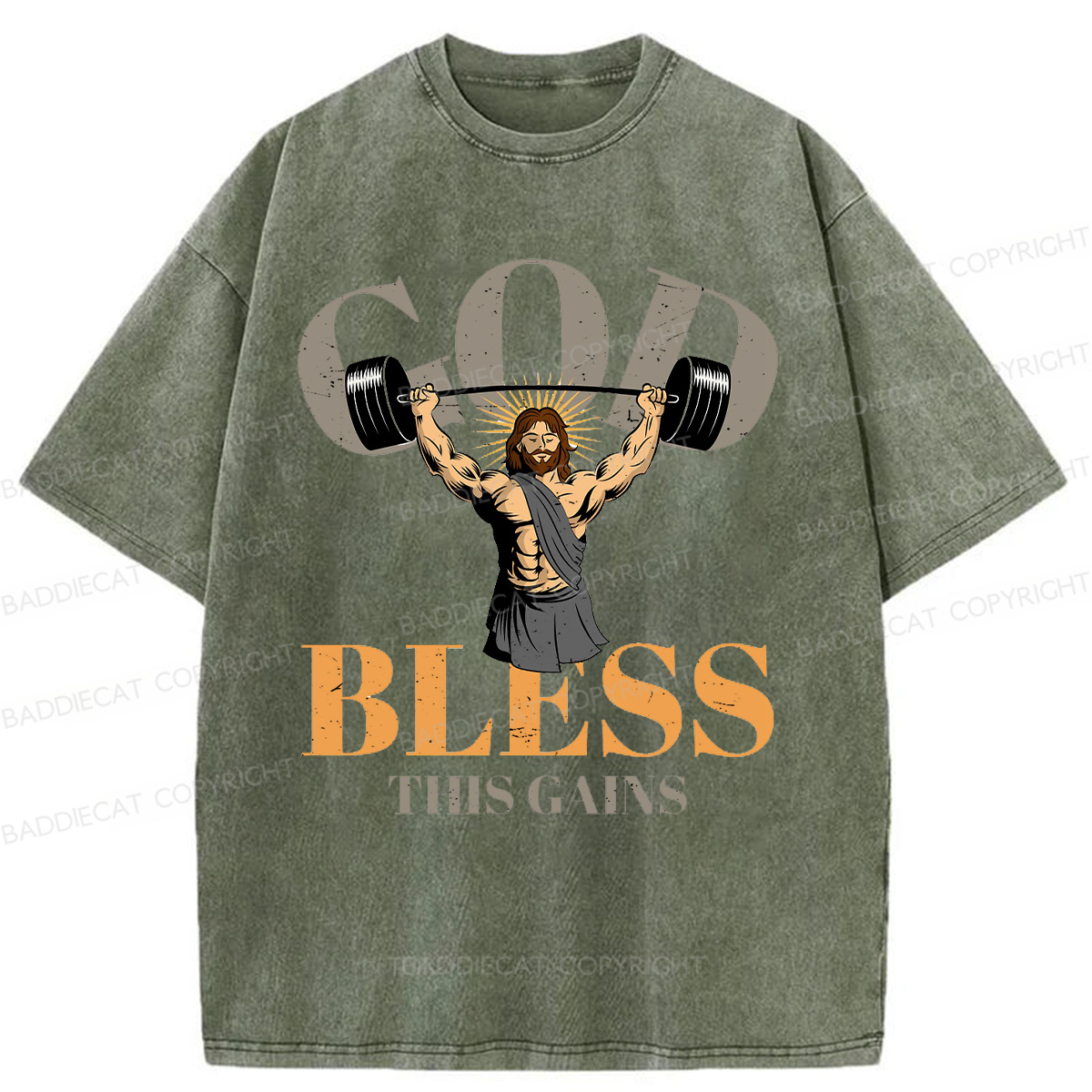 Baddiecat God Bless These Gains Washed T-shirt