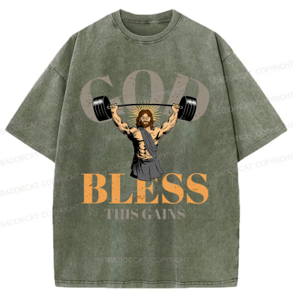 Baddiecat God Bless These Gains Washed T-shirt