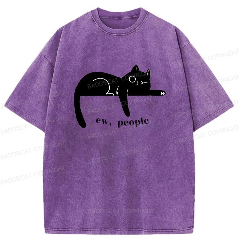 Baddiecat Ew People Cat Washed T-shirt