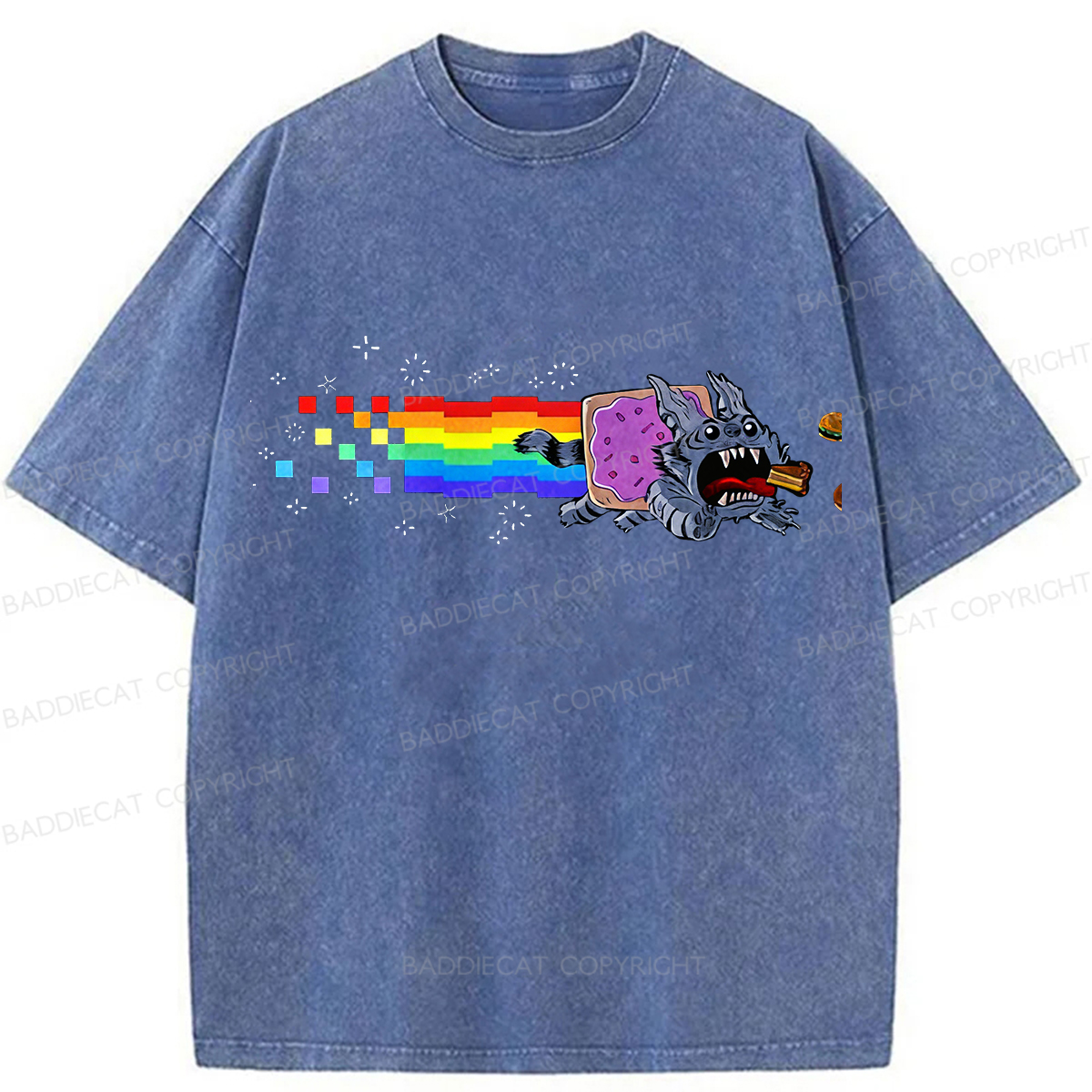 Baddiecat Nyan Cat Washed T-shirt
