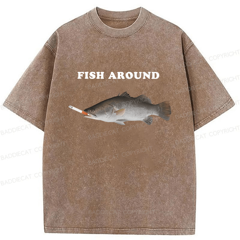 Baddiecat Fish Around Washed T-shirt