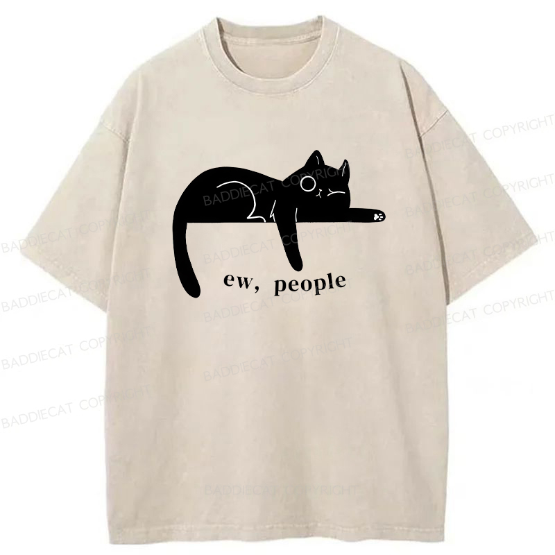 Baddiecat Ew People Cat Washed T-shirt