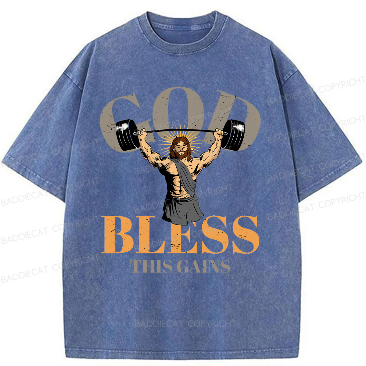 Baddiecat God Bless These Gains Washed T-shirt