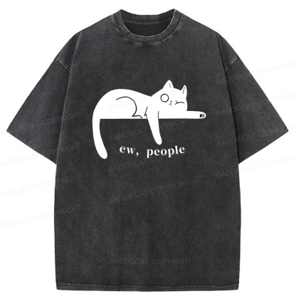 Baddiecat Ew People Cat Washed T-shirt