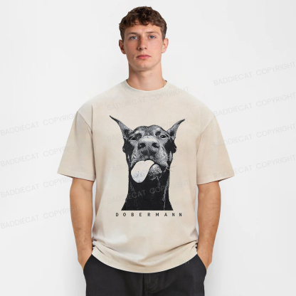 Baddiecat Doberman Pinscher Washed T-shirt