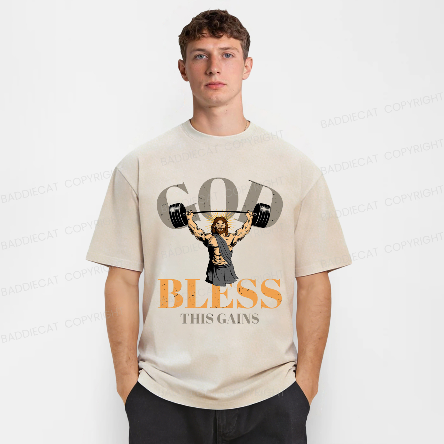 Baddiecat God Bless These Gains Washed T-shirt
