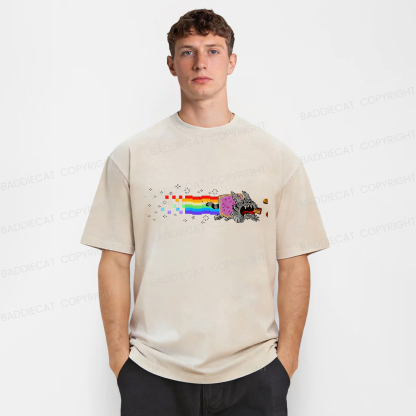 Baddiecat Nyan Cat Washed T-shirt