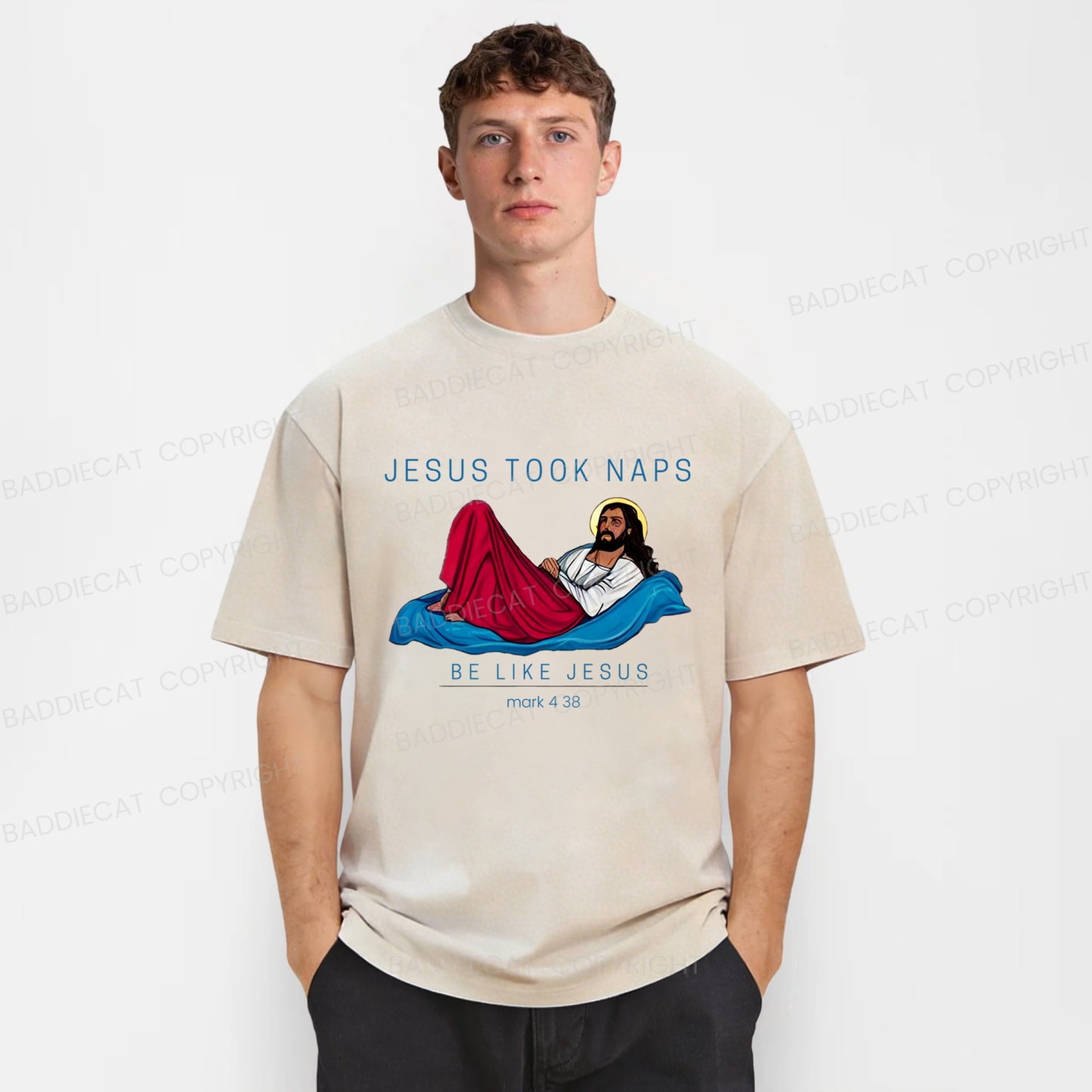 Baddiecat Jesus Took Naps Be Like Jesus 4:38 Washed T-shirt