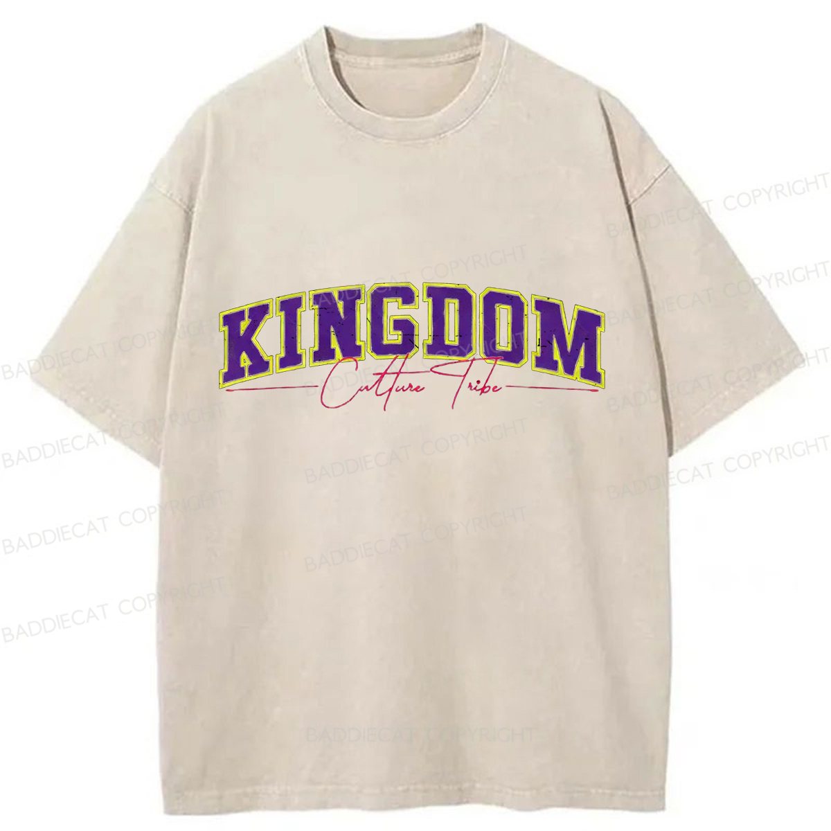 Baddiecat Kingdom Culture Tribe † Christian Varsity Faith Washed T-shirt