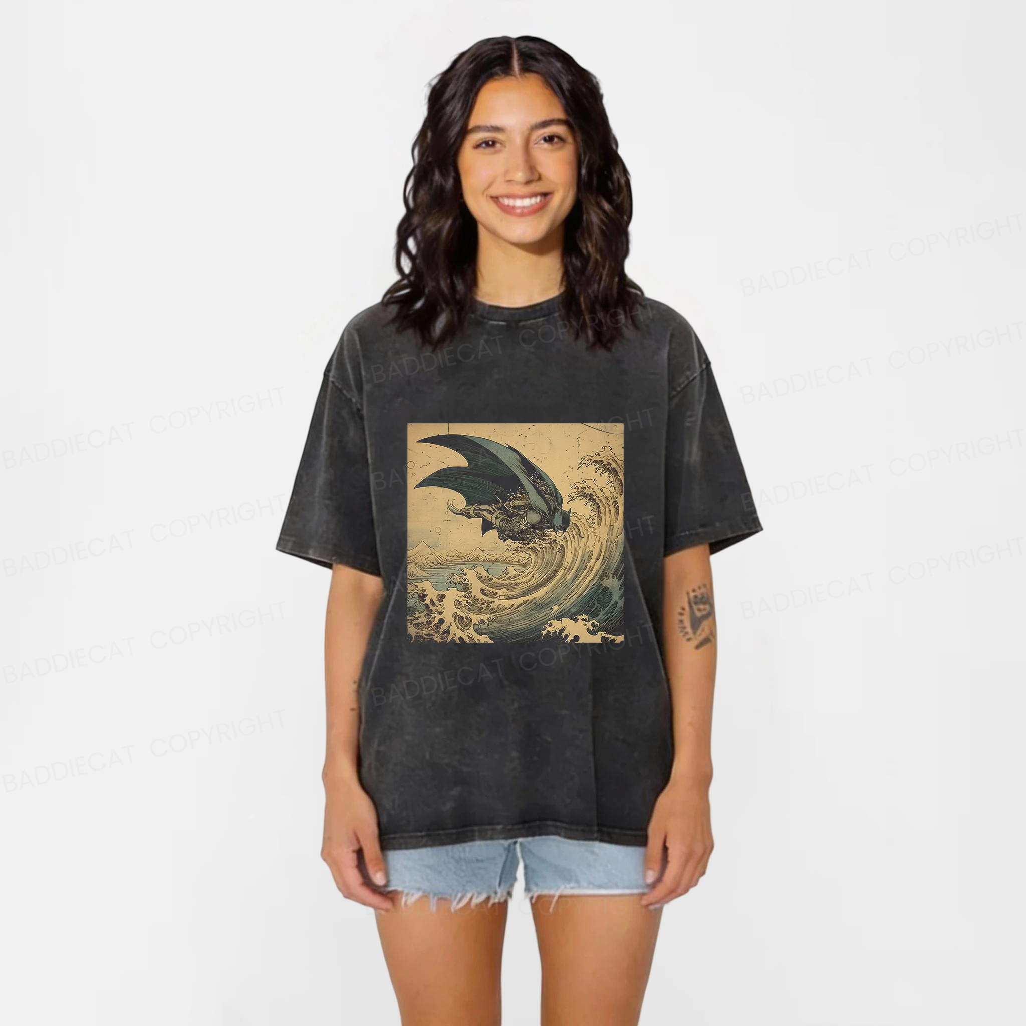 Baddiecat Batman Washed T-shirt
