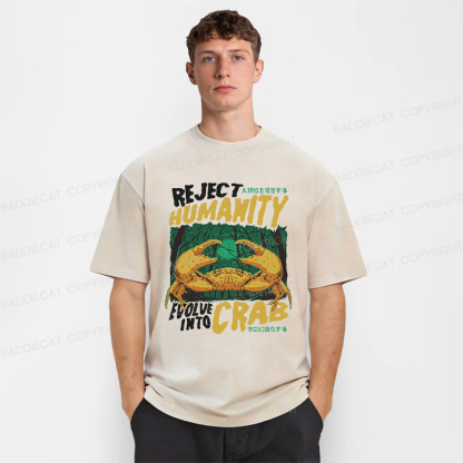 Baddiecat Japanese Reject Humanity Crab Washed T-shirt