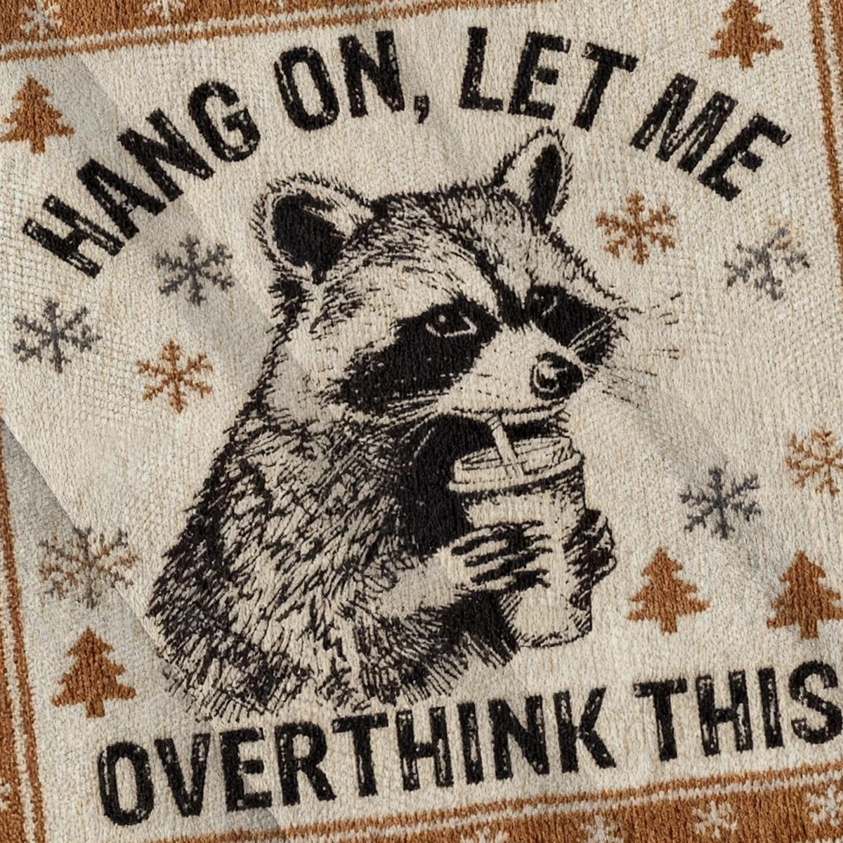 Baddiecat Raccoon Meme Hang On Let Me Overthink This Christmas Ugly Sweatshirt