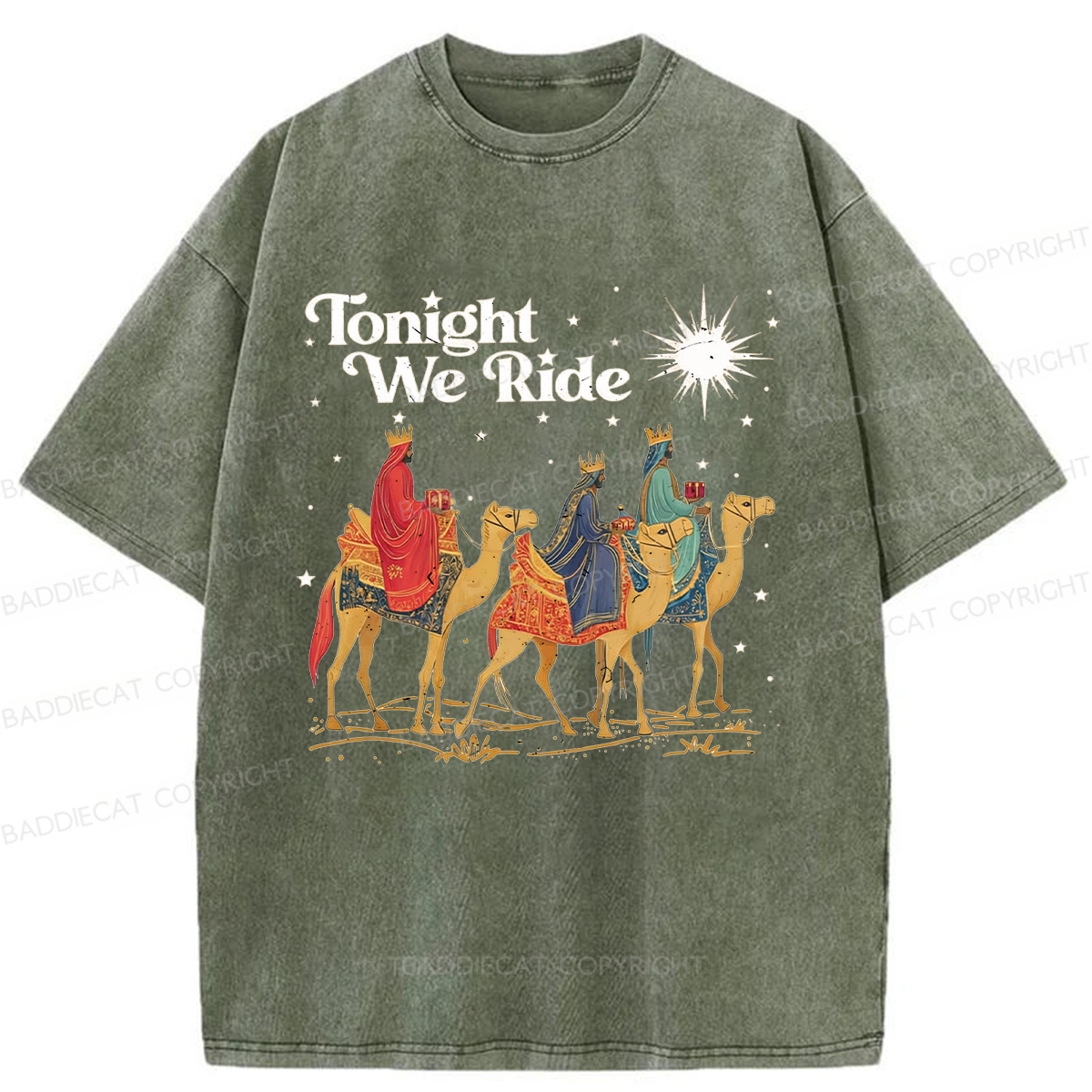 Baddiecat Tonight We Ride  Washed T-shirt