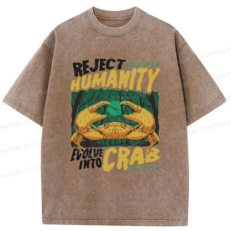 Baddiecat Japanese Reject Humanity Crab Washed T-shirt