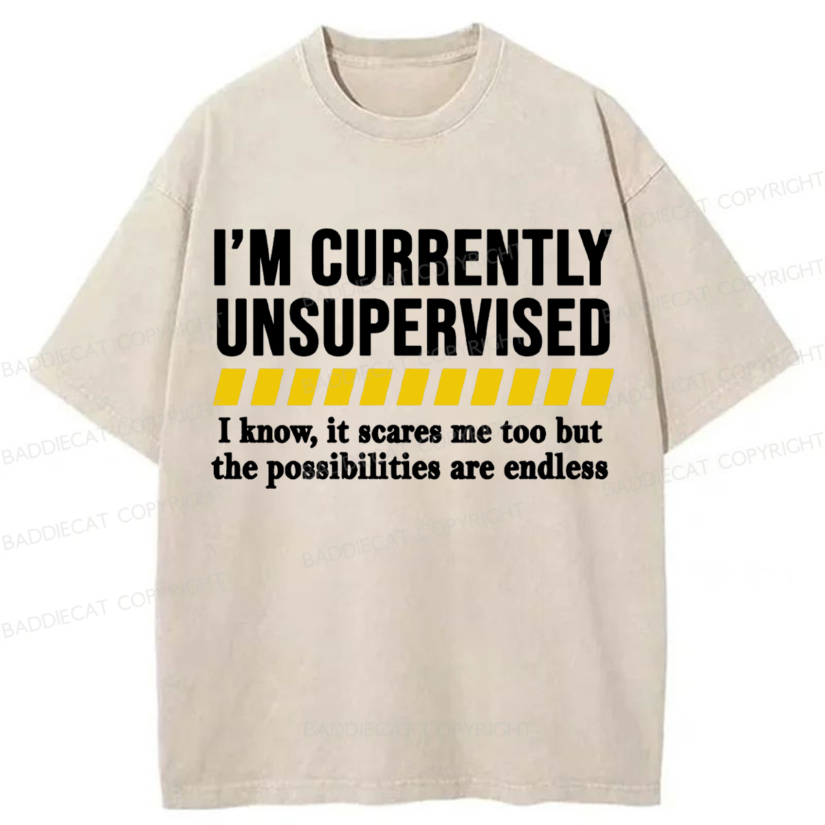 Baddiecat I'm Currently Unsupervised Washed T-shirt