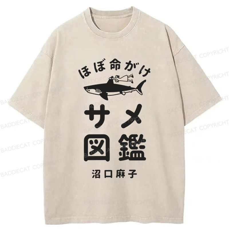 Baddiecat Desperate Shark Washed T-shirt