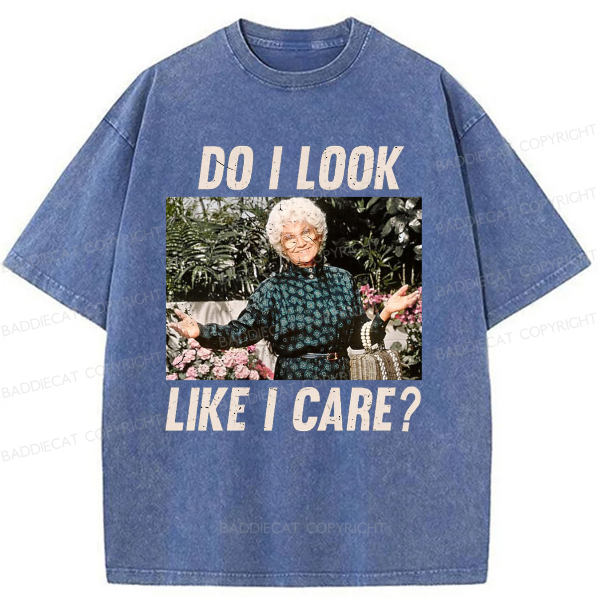 Baddiecat Do I Look Like I Care Washed T-shirt