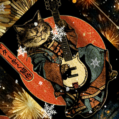 Baddiecat Tokyo Samurai Cat Christmas Ugly Sweatshirt