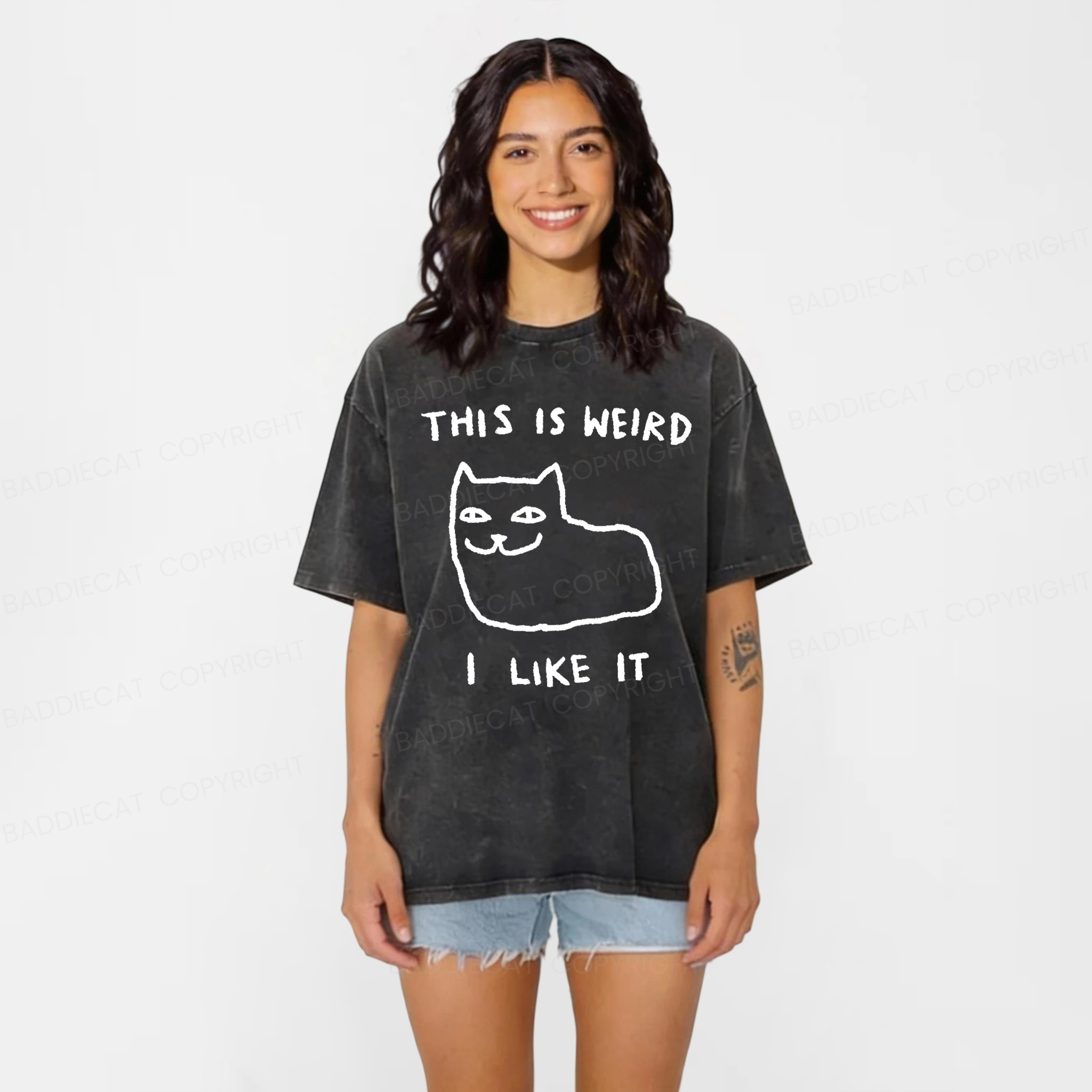 Baddiecat This Is Weird I Like It Washed T-shirt