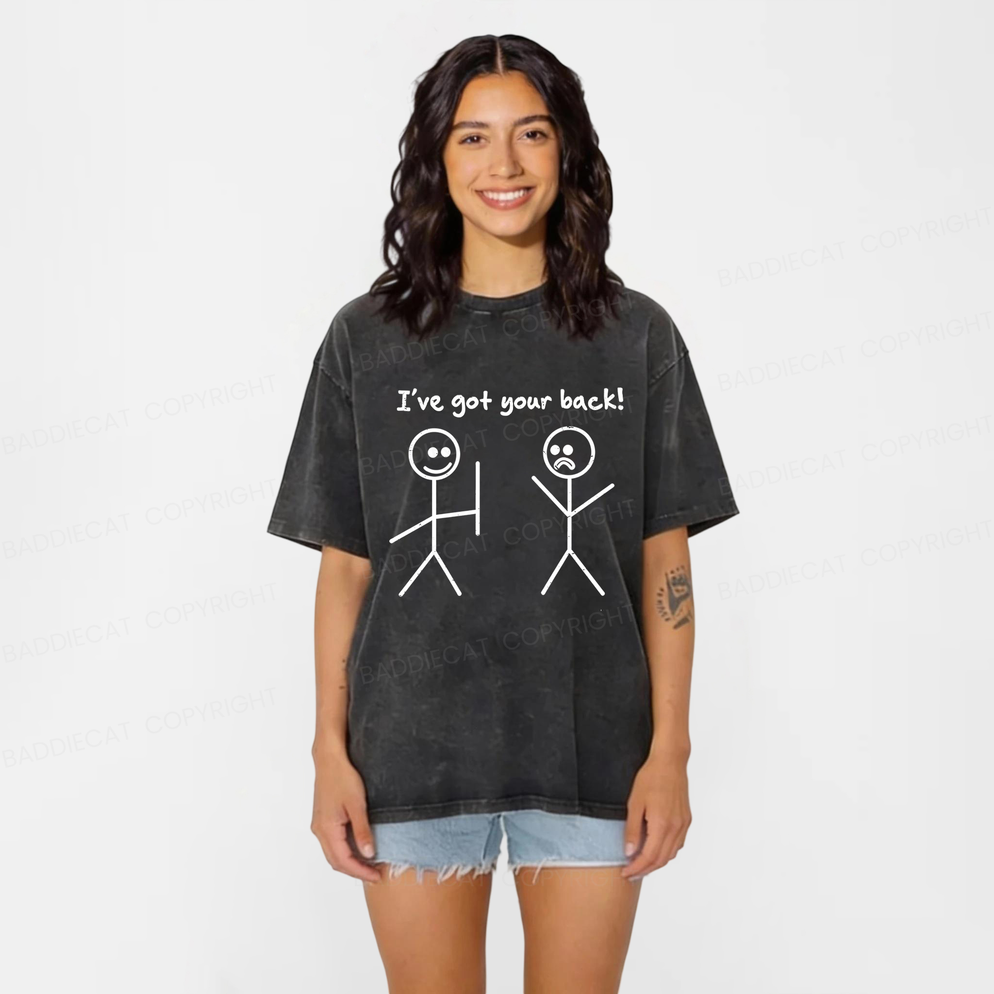 Baddiecat I've Got Your Back Washed T-shirt