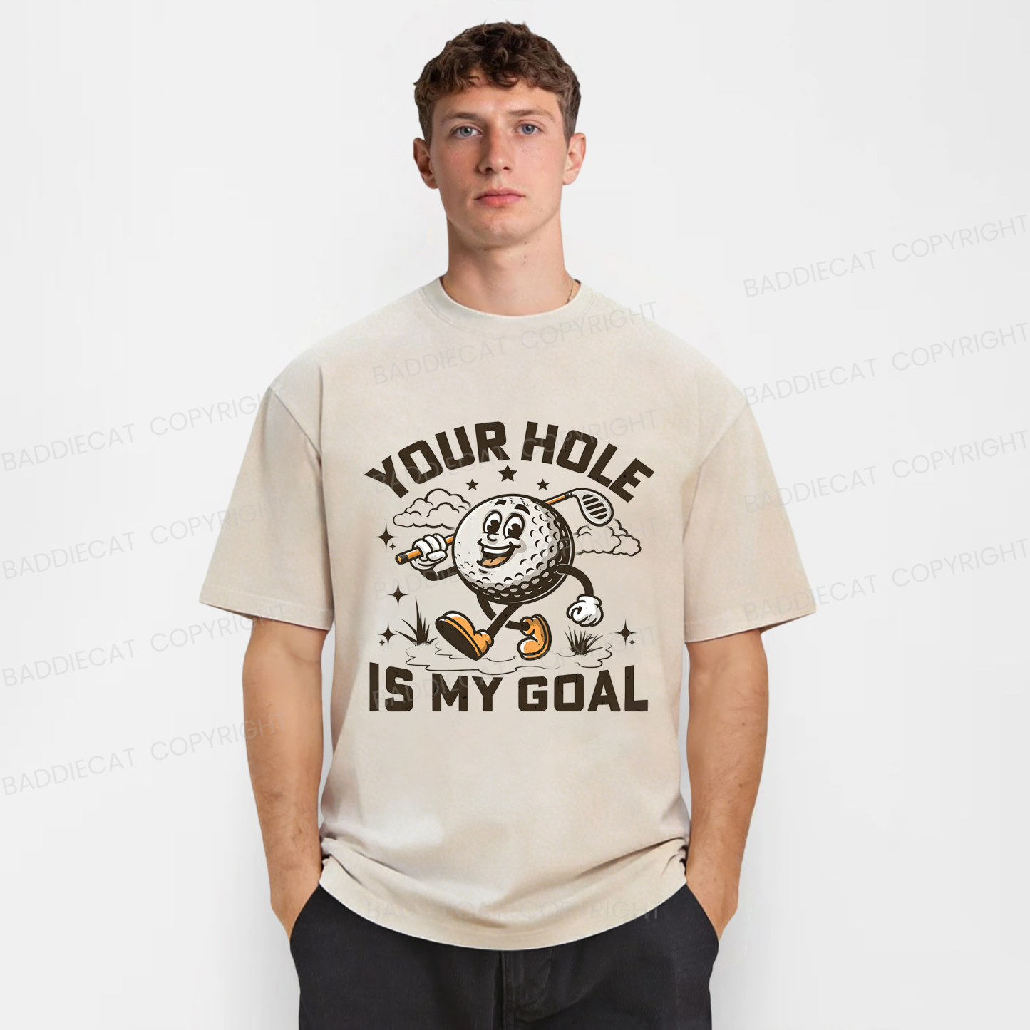 Baddiecat Your Hole Is My Goal  Washed T-shirt