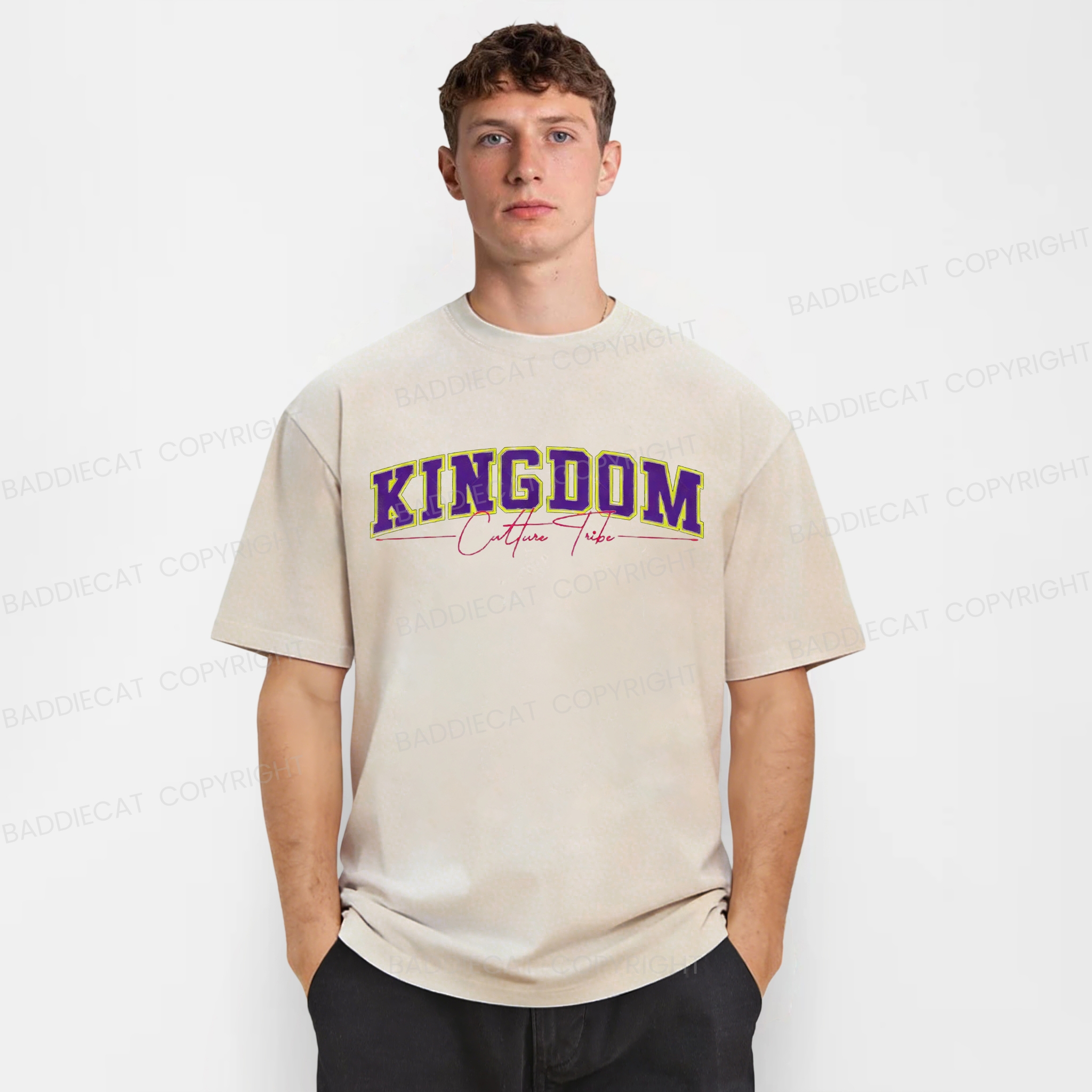 Baddiecat Kingdom Culture Tribe † Christian Varsity Faith Washed T-shirt