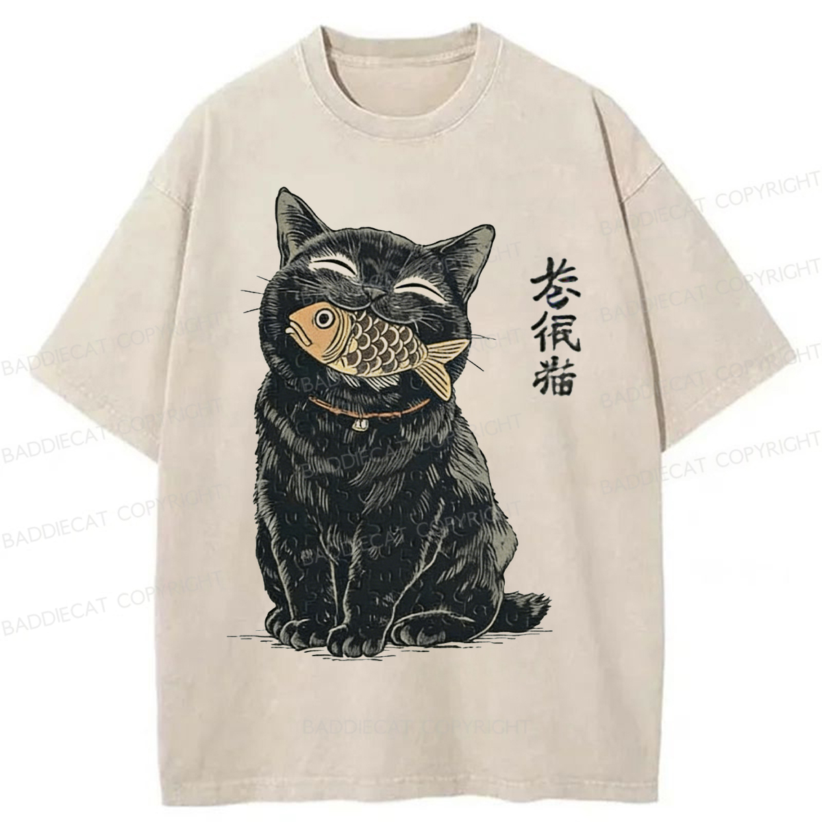 Baddiecat Lucky Cat Washed T-shirt