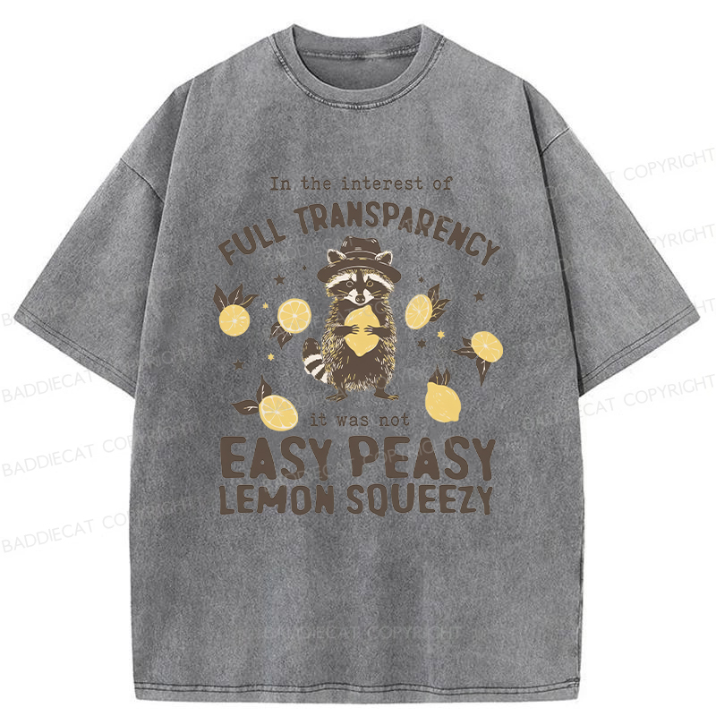 Baddiecat Raccoon Easy Peasy Lemon Squeezy Washed T-shirt